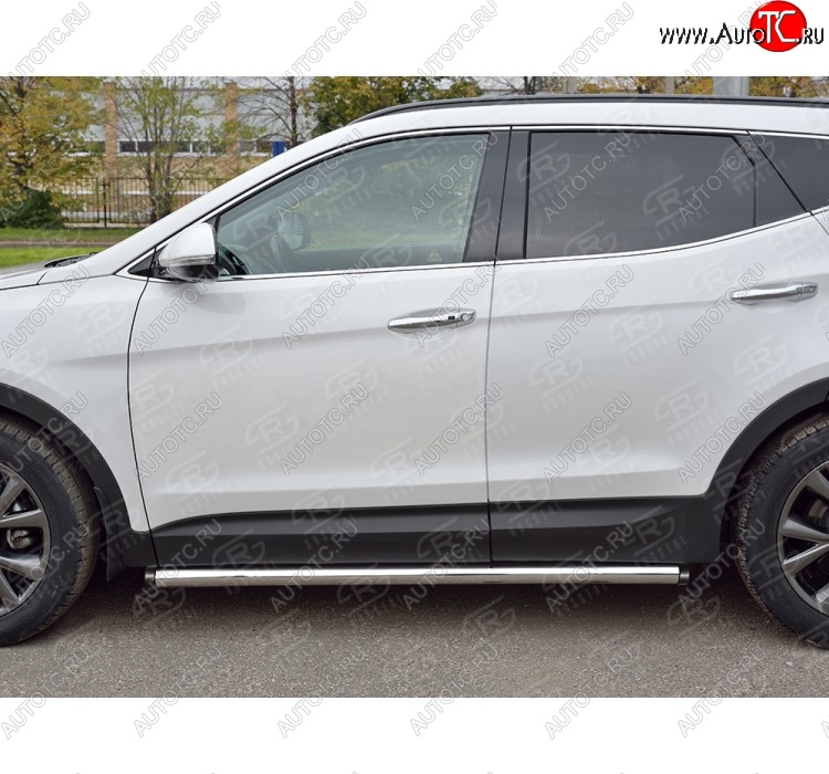 23 599 р. Защита порогов из круглой трубы диаметром 63 мм PREMIUM SLITKOFF v2  Hyundai Santa Fe  DM (2015-2019) рестайлинг  с доставкой в г. Керчь