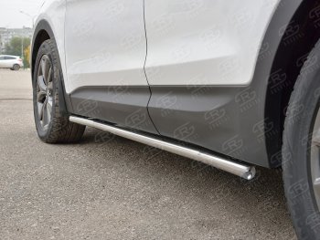 17 299 р. Защита порогов из круглой трубы d42 мм PREMIUM SLITKOFF v3  Hyundai Santa Fe  DM (2015-2019) рестайлинг  с доставкой в г. Керчь. Увеличить фотографию 2