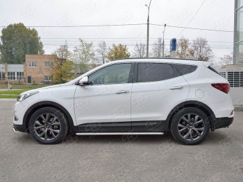 35 549 р. Широкая защита порогов с трубой диаметром 42 мм PREMIUM SLITKOFF v3 Hyundai Santa Fe DM рестайлинг (2015-2019)  с доставкой в г. Керчь. Увеличить фотографию 2