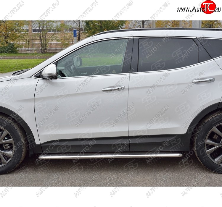 35 549 р. Широкая защита порогов с трубой диаметром 42 мм PREMIUM SLITKOFF v3 Hyundai Santa Fe DM рестайлинг (2015-2019)  с доставкой в г. Керчь
