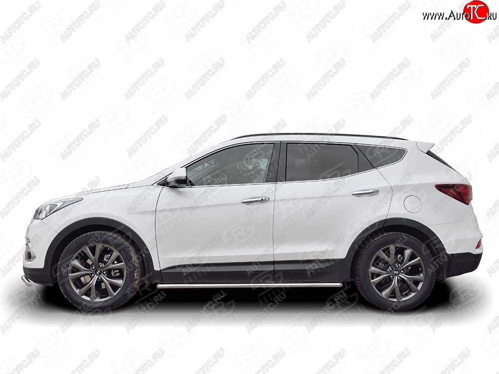 17 299 р. Защита порогов из круглой трубы d42 мм PREMIUM SLITKOFF v3  Hyundai Santa Fe  DM (2015-2019) рестайлинг  с доставкой в г. Керчь