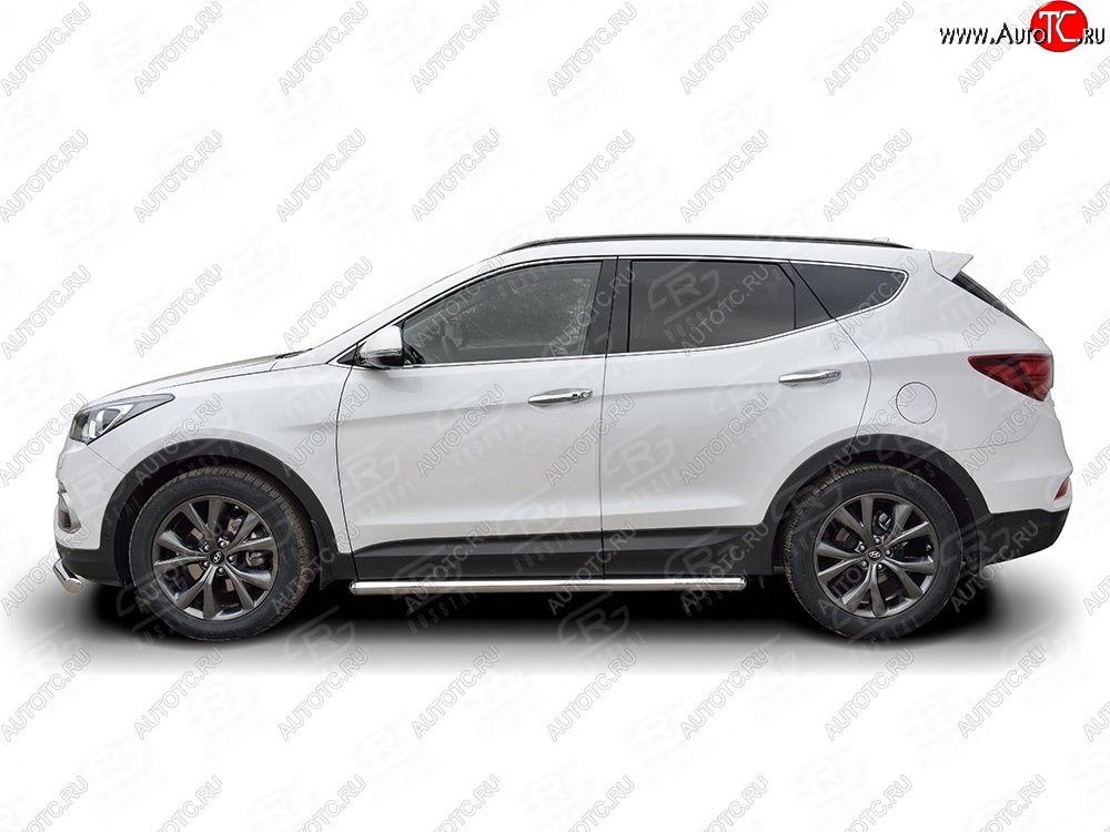 25 549 р. Защита порогов из круглой трубы диаметром 63 мм PREMIUM SLITKOFF v3  Hyundai Santa Fe  DM (2015-2019) рестайлинг  с доставкой в г. Керчь