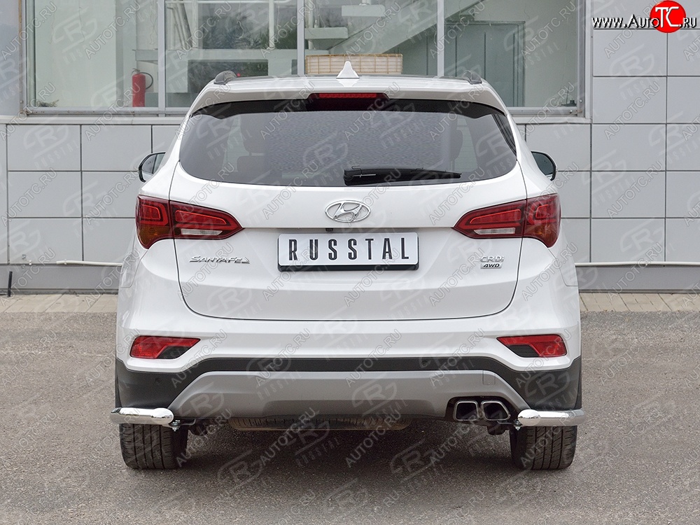 15 699 р. Защита заднего бампера (Ø63 мм уголки, нержавейка, Premium) SLITKOFF  Hyundai Santa Fe  DM (2015-2019) рестайлинг  с доставкой в г. Керчь
