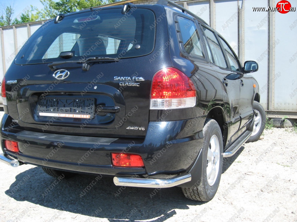 4 999 р. Защита заднего бампера из уголков d57 Slitkoff Hyundai Santa Fe SM (2000-2012) (Цвет: серебристый)  с доставкой в г. Керчь