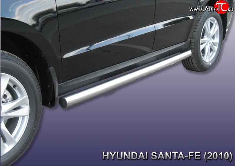 15 549 р. Защита порогов из круглой трубы диаметром 76 мм Slitkoff Hyundai Santa Fe CM рестайлинг (2009-2012) (Нержавейка, Полированная)  с доставкой в г. Керчь