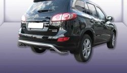 Фигурная защита заднего бампера диаметром 57 мм Slitkoff Hyundai Santa Fe CM рестайлинг (2009-2012)