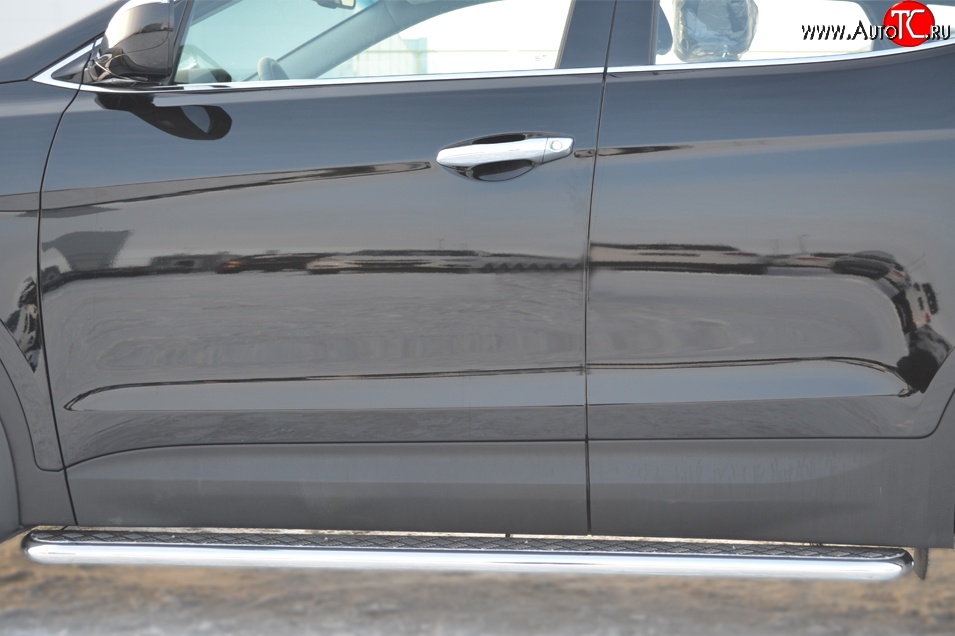 24 649 р. Широкая защита порогов SLITKOFF  Hyundai Santa Fe  DM (2012-2016) дорестайлинг  с доставкой в г. Керчь