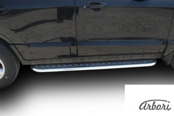 Защита штатных порогов с листом Arbori (труба - нержавейка d42, лист - алюминий) Hyundai Santa Fe SM (2000-2012)