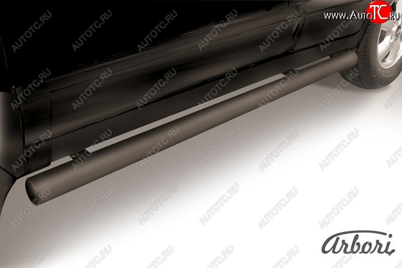 6 569 р. Защита штатных порогов Arbori (черная, d76 mm). Hyundai Santa Fe SM (2000-2012)  с доставкой в г. Керчь