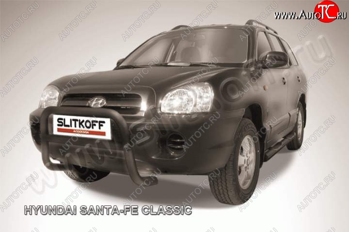 16 899 р. Кенгурятник d57 Slitkoff (низкий) Hyundai Santa Fe SM (2000-2012) (Цвет: серебристый)  с доставкой в г. Керчь