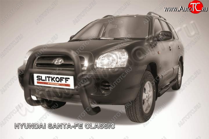27 449 р. Кенгурятник d76 Slitkoff (высокий)  Hyundai Santa Fe  SM (2000-2012) (Цвет: серебристый)  с доставкой в г. Керчь