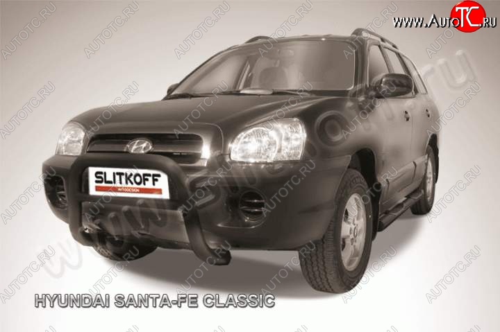 23 599 р. Кенгурятник d76 Slitkoff (низкий)  Hyundai Santa Fe  SM (2000-2012) (Цвет: серебристый)  с доставкой в г. Керчь
