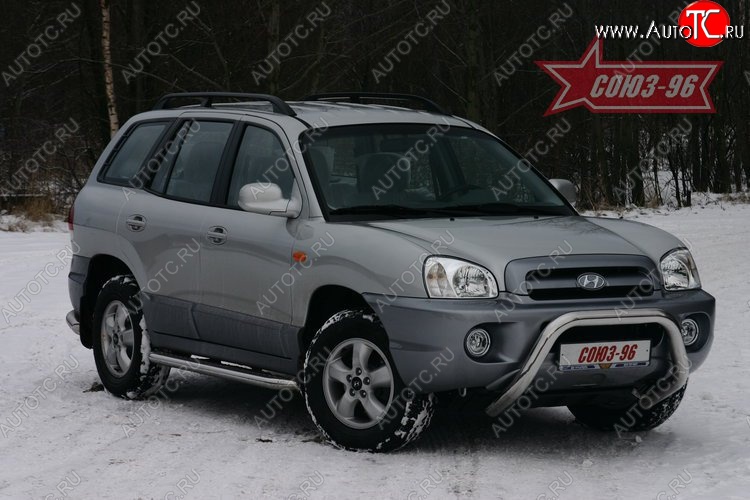 17 684 р. Защита переднего бампера Souz-96 (d76) Hyundai Santa Fe SM (2000-2012)  с доставкой в г. Керчь
