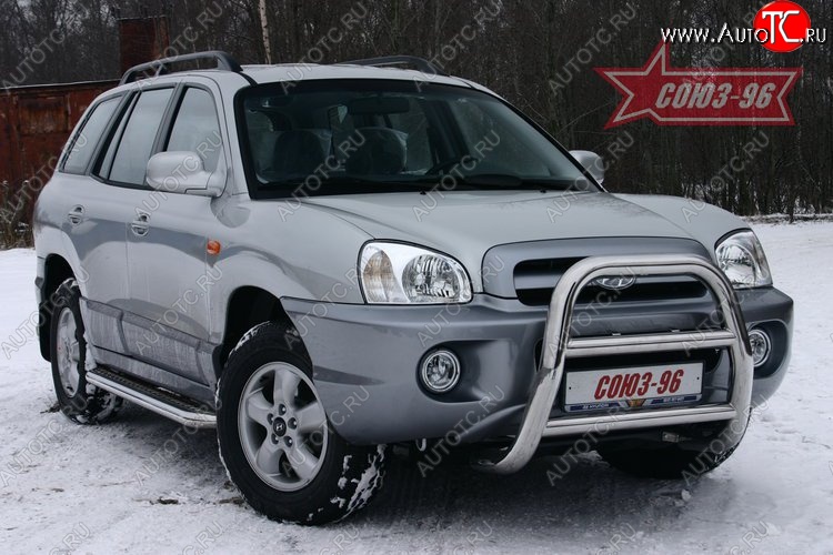 17 369 р. Защита переднего бампера Souz-96 (d76) Hyundai Santa Fe SM (2000-2012)  с доставкой в г. Керчь