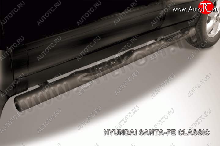 12 399 р. Защита порогов из трубы d76 Slitkoff (с проступью)  Hyundai Santa Fe  SM (2000-2012) (Цвет: серебристый)  с доставкой в г. Керчь