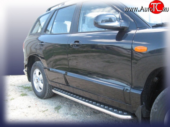 16 999 р. Широкая защита порогов с трубой диаметром 42 мм Slitkoff  Hyundai Santa Fe  SM (2000-2012)  с доставкой в г. Керчь