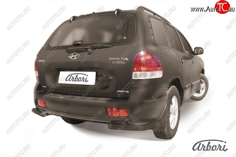 5 399 р. Защита заднего бампера Arbori (уголки, черная, 1 труба d57 mm). Hyundai Santa Fe SM (2000-2012)  с доставкой в г. Керчь