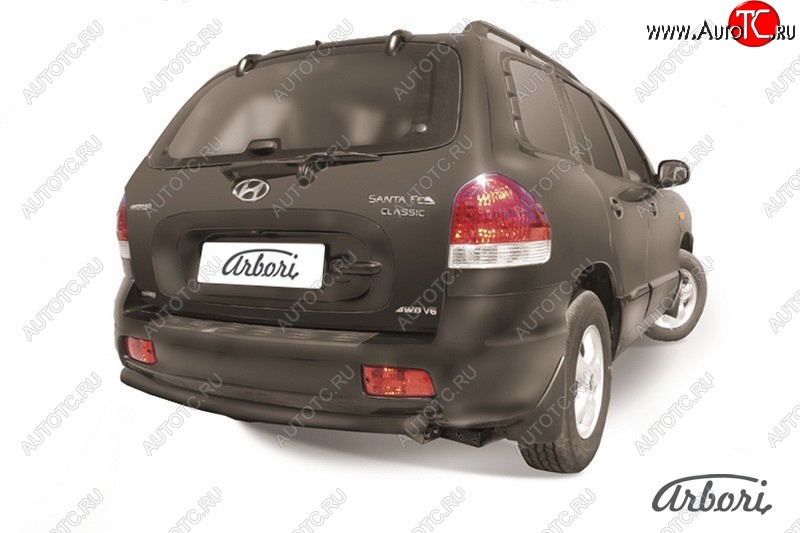 5 399 р. Защита заднего бампера Arbori (черная, 1 труба d57 mm). Hyundai Santa Fe SM (2000-2012)  с доставкой в г. Керчь