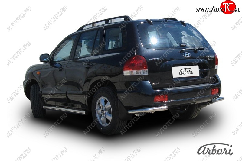 7 289 р. Защита заднего бампера Arbori (уголки, нержавейка, 1 труба d57 mm). Hyundai Santa Fe SM (2000-2012)  с доставкой в г. Керчь