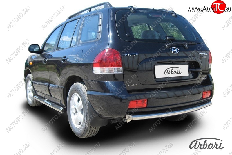 6 389 р. Защита заднего бампера Arbori (нержавейка, 1 труба d57 mm). Hyundai Santa Fe SM (2000-2012)  с доставкой в г. Керчь