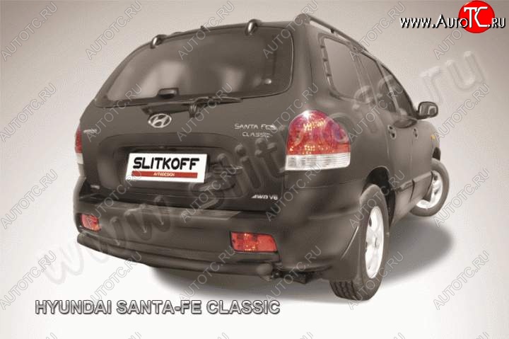 4 549 р. Защита заднего бампера из трубы d57 Slitkoff (дуга) Hyundai Santa Fe SM (2000-2012) (Цвет: серебристый)  с доставкой в г. Керчь