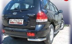 Защита заднего бампера из двух боковых уголков диаметром 57 мм Slitkoff Hyundai Santa Fe  SM (2000-2012)