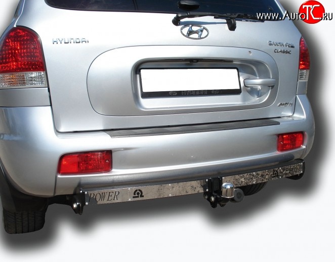 8 099 р. Фаркоп Лидер Плюс (с нержавеющей пластиной) Hyundai Santa Fe SM (2000-2012) (Без электропакета)  с доставкой в г. Керчь