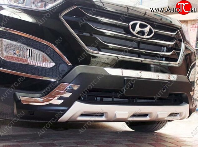 15 499 р. Накладка на передний бампер CT v1 Hyundai Santa Fe DM дорестайлинг (2012-2016) (Неокрашенная)  с доставкой в г. Керчь