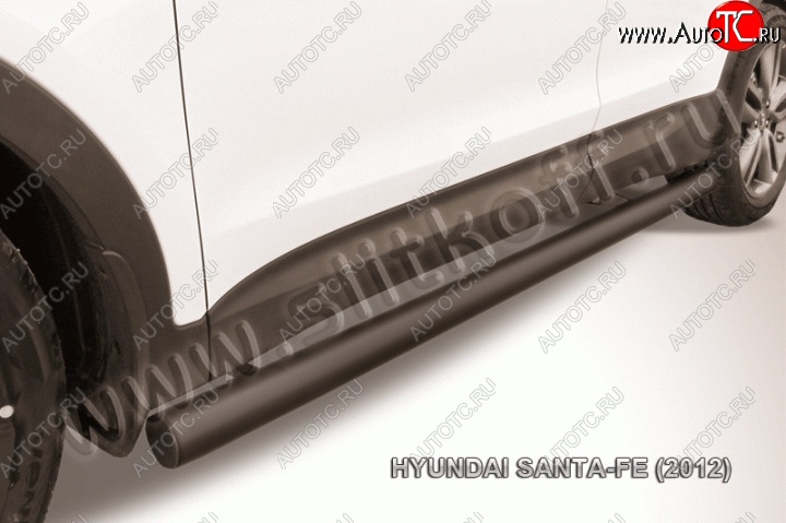 12 399 р. Защита порогов из трубы d76 Slitkoff Hyundai Santa Fe DM дорестайлинг (2012-2016) (Цвет: серебристый)  с доставкой в г. Керчь