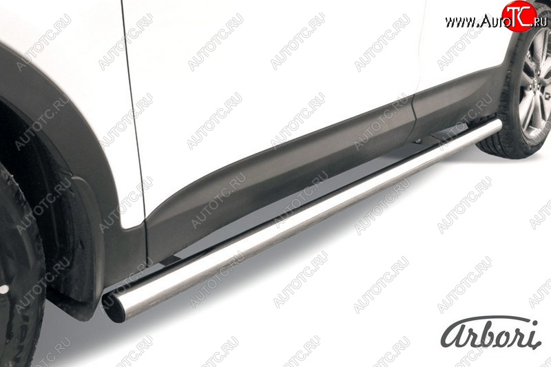 15 839 р. Защита штатных порогов Arbori (нержавейка, d57 mm). Hyundai Santa Fe DM дорестайлинг (2012-2016)  с доставкой в г. Керчь