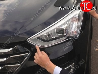 4 199 р. Накладки на фары СТ v2 Hyundai Santa Fe DM дорестайлинг (2012-2016) (Неокрашенные)  с доставкой в г. Керчь