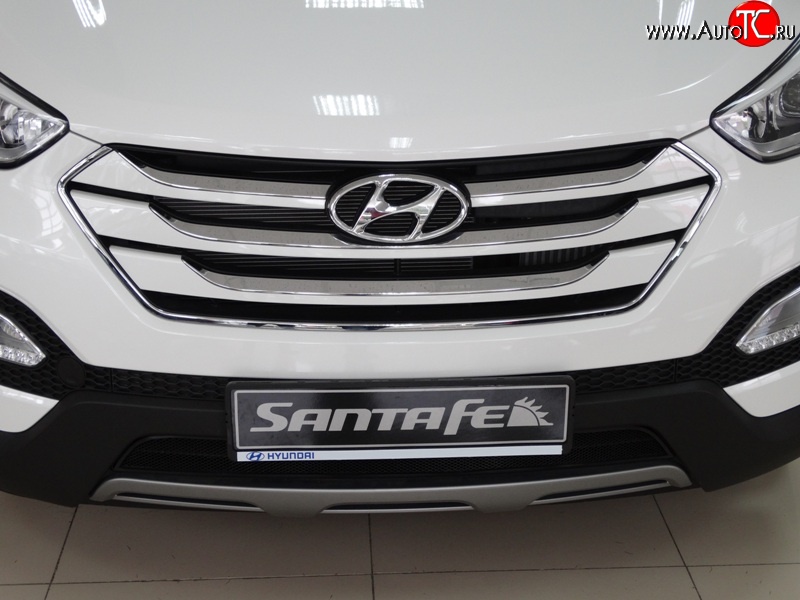 1 469 р. Сетка на бампер Russtal (черная) Hyundai Santa Fe DM дорестайлинг (2012-2016)  с доставкой в г. Керчь