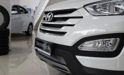 1 539 р. Сетка на бампер Russtal (хром) Hyundai Santa Fe DM дорестайлинг (2012-2016)  с доставкой в г. Керчь. Увеличить фотографию 4