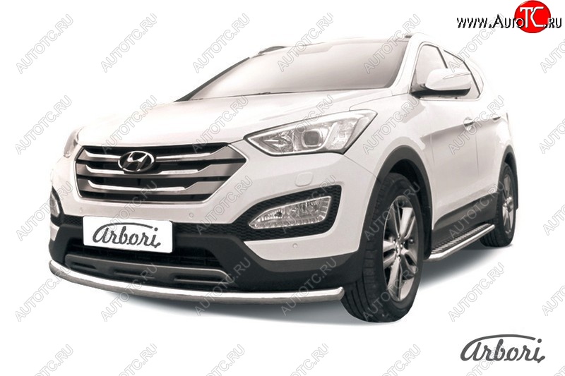 12 149 р. Защита переднего бампера Arbori (нержавейка, 1 труба d57 mm). Hyundai Santa Fe DM дорестайлинг (2012-2016)  с доставкой в г. Керчь