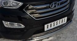 17 999 р. Защита переднего бампера (2 трубыØ63 и 42 мм, нержавейка) SLITKOFF  Hyundai Santa Fe  DM (2012-2016) дорестайлинг  с доставкой в г. Керчь. Увеличить фотографию 2