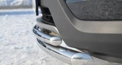 17 999 р. Защита переднего бампера (2 трубыØ63 и 42 мм, нержавейка) SLITKOFF  Hyundai Santa Fe  DM (2012-2016) дорестайлинг  с доставкой в г. Керчь. Увеличить фотографию 3