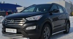 17 999 р. Защита переднего бампера (2 трубыØ63 и 42 мм, нержавейка) SLITKOFF  Hyundai Santa Fe  DM (2012-2016) дорестайлинг  с доставкой в г. Керчь. Увеличить фотографию 4