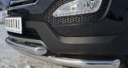 18 699 р. Защита переднего бампера (2 трубыØ63 мм, нержавейка) SLITKOFF  Hyundai Santa Fe  DM (2012-2016) дорестайлинг  с доставкой в г. Керчь. Увеличить фотографию 3