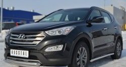 18 699 р. Защита переднего бампера (2 трубыØ63 мм, нержавейка) SLITKOFF  Hyundai Santa Fe  DM (2012-2016) дорестайлинг  с доставкой в г. Керчь. Увеличить фотографию 4