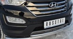 17 999 р. Защита переднего бампера (2 трубыØ76 и 42 мм, нержавейка) SLITKOFF  Hyundai Santa Fe  DM (2012-2016) дорестайлинг  с доставкой в г. Керчь. Увеличить фотографию 2