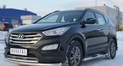 17 999 р. Защита переднего бампера (2 трубыØ76 и 42 мм, нержавейка) SLITKOFF  Hyundai Santa Fe  DM (2012-2016) дорестайлинг  с доставкой в г. Керчь. Увеличить фотографию 4