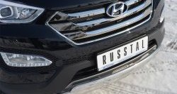 14 899 р. Защита переднего бампера (2 трубыØ75х42 мм, нержавейка) Russtal Hyundai Santa Fe DM дорестайлинг (2012-2016)  с доставкой в г. Керчь. Увеличить фотографию 2