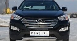 14 899 р. Защита переднего бампера (2 трубыØ75х42 мм, нержавейка) Russtal Hyundai Santa Fe DM дорестайлинг (2012-2016)  с доставкой в г. Керчь. Увеличить фотографию 4