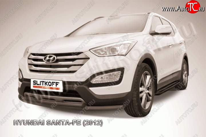 9 399 р. Защита переднего бампера из труб d57+d42 Slitkoff (двойная)  Hyundai Santa Fe  DM (2012-2016) дорестайлинг (Цвет: серебристый)  с доставкой в г. Керчь