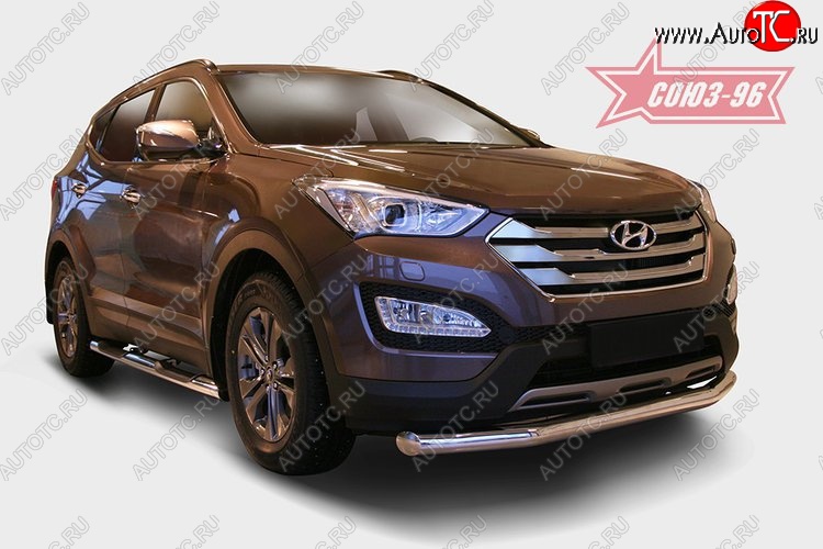 14 669 р. Защита переднего бампера одинарная Souz-96 (d76). Hyundai Santa Fe DM дорестайлинг (2012-2016)  с доставкой в г. Керчь