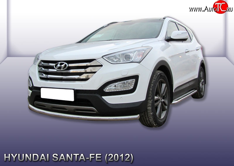 12 299 р. Одинарная защита переднего бампера из трубы диаметром 57 мм Slitkoff  Hyundai Santa Fe  DM (2012-2016) дорестайлинг (Нержавейка, Полированная)  с доставкой в г. Керчь