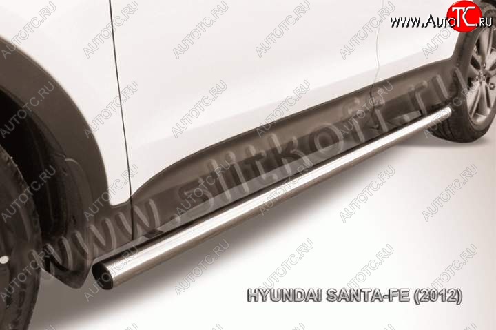 10 349 р. Защита порогов из трубы d57 Slitkoff  Hyundai Santa Fe  DM (2012-2016) дорестайлинг (Цвет: серебристый)  с доставкой в г. Керчь