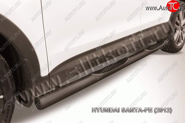 13 549 р. Защита порогов из трубы d76 Slitkoff (с проступью)  Hyundai Santa Fe  DM (2012-2016) дорестайлинг (Цвет: серебристый)  с доставкой в г. Керчь