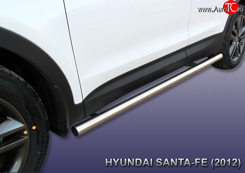 14 799 р. Защита порогов из круглой трубы диаметром 57 мм Slitkoff  Hyundai Santa Fe  DM (2012-2016) дорестайлинг (Нержавейка, Полированная)  с доставкой в г. Керчь