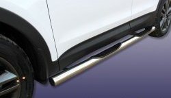Защита порогов из трубы d76 мм с пластиковыми вставками для ног Slitkoff Hyundai Santa Fe  DM (2012-2016) дорестайлинг